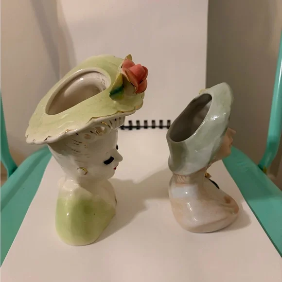 Vintage Lady Head Vases-Set of 2 - Picture 2 of 7